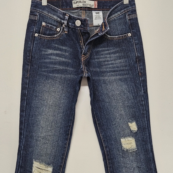 21 LEVI'S 518 DISTRESSED SUPERLOW BOOT CUT JEANS SIZE 1M - Picture 4 of 16